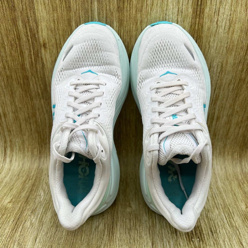 Hoka One One Bondi 9 Women's Size 7.5 White Blue Running Shoes 1162012 FTCL - Picture 6 of 10